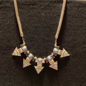 Chic Gold and blue geometric necklace